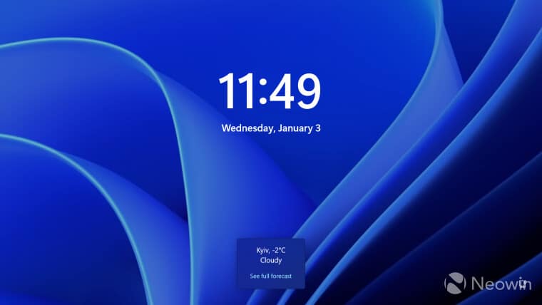 Погода на экране блокировки Windows 11