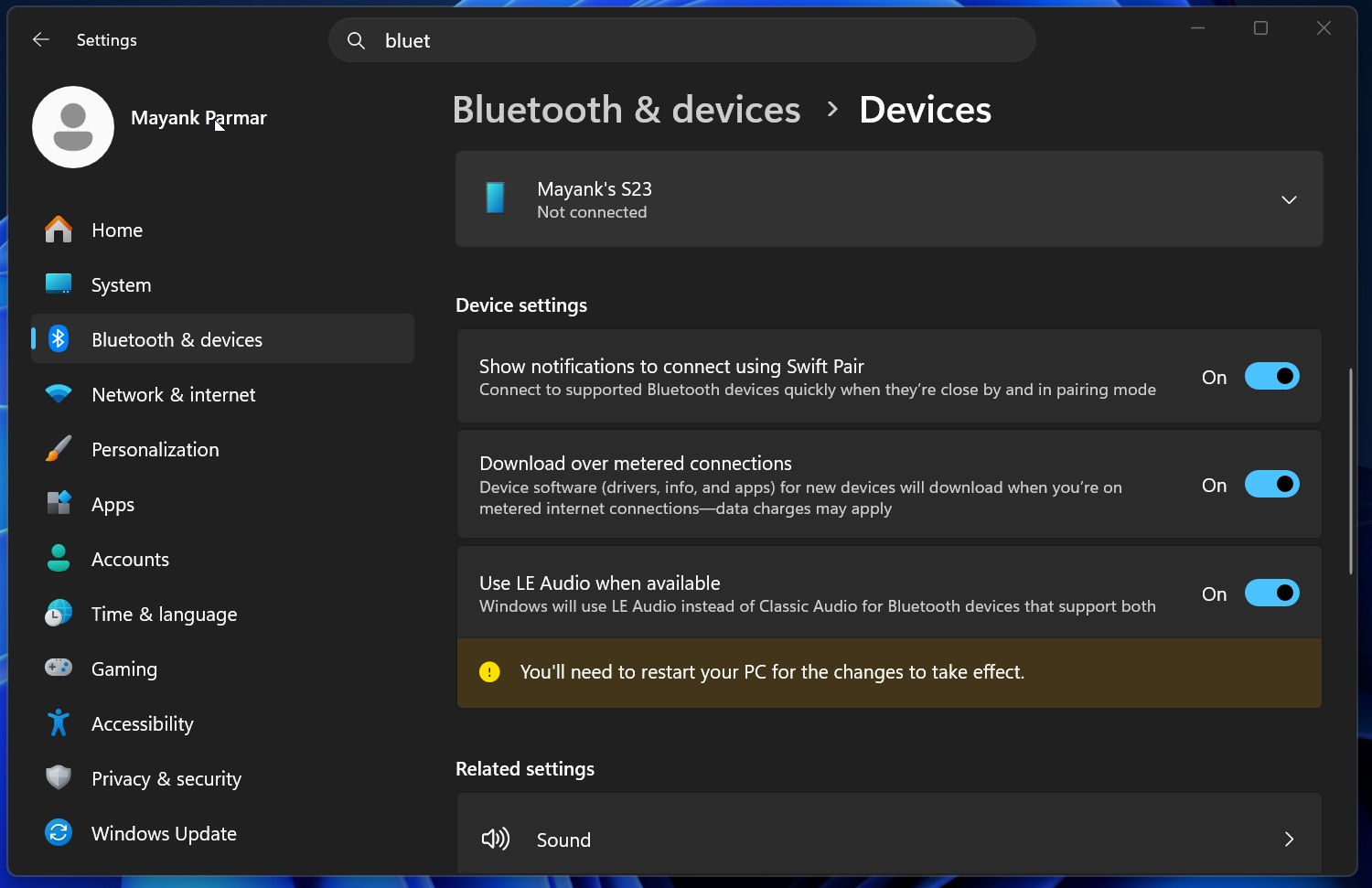 Поддержка аудио через Bluetooth LE (при наличии такой возможности).
