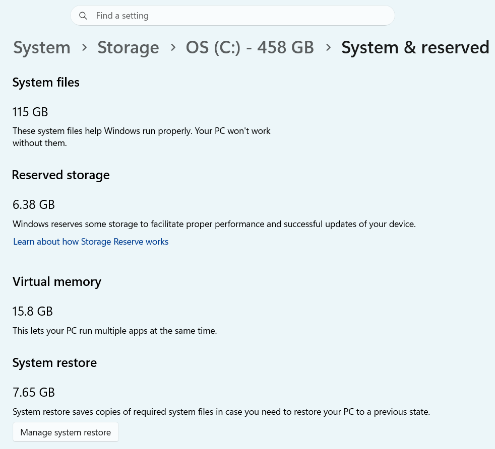 Системные файлы Windows 11: 115 МБ