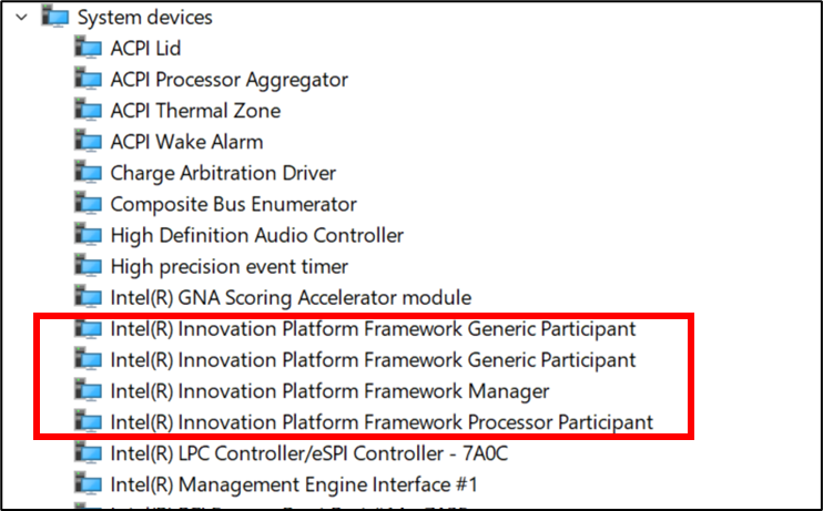 Драйвер участника процессора Intel Innovation Platform Framework